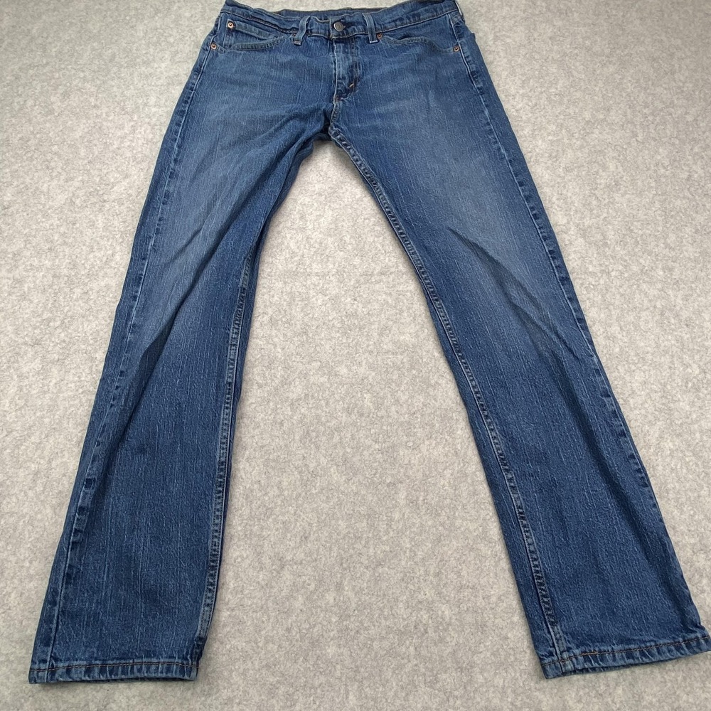 Levis 506 Jeans Mens 34x32 (33x31) Blue Straight Distressed *Back Pocket Hole*